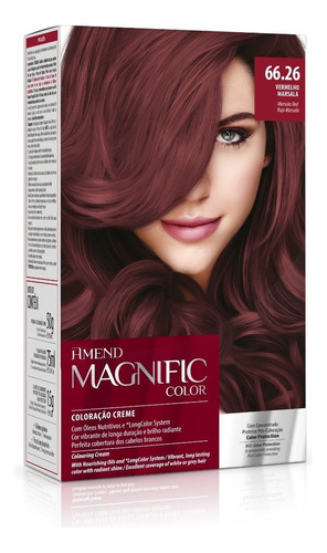 Kit Tintura Amend  Magnific color Kit coloração creme tom 66.26 vermelho marsala para cabelo