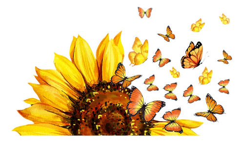 Pegatinas De Pared Con Forma De Mariposa Y Girasol, Para