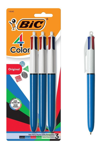 3 X Bic 4-color Ballpoint Pen, Medium Point (1.0mm),