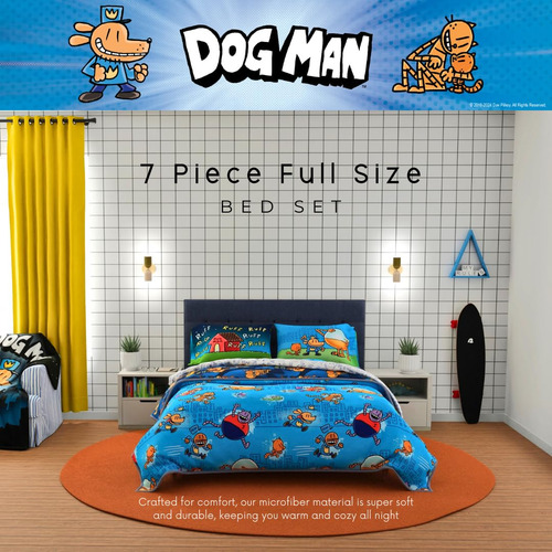 Juego De Ropa De Cama Franco Dog Man 7 Piezas Microfibra