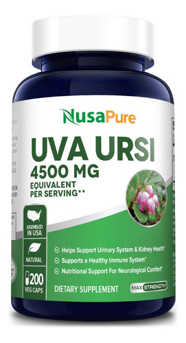 Uva Ursi Gayuba Puro 4500mg 200u Rinde 7 Meses Sist Urinario Sabor Sin Sabor