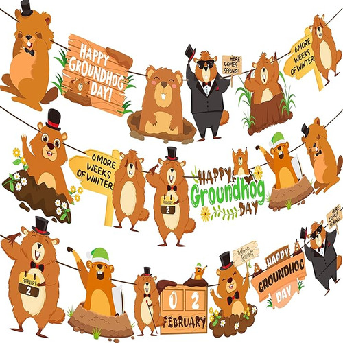 Pancartas Con Texto En Ingles Happy Groundhog Day Para Fiest