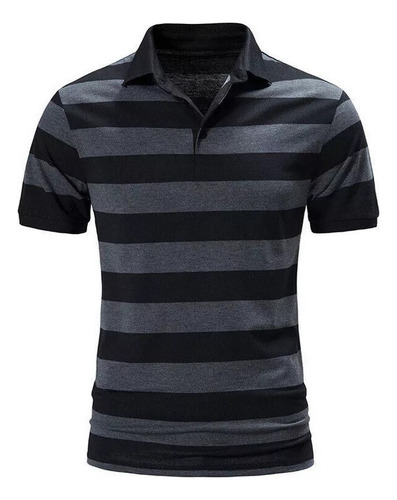 Playera Tipo Polo Estampada A Rayas Para Hombre 2024