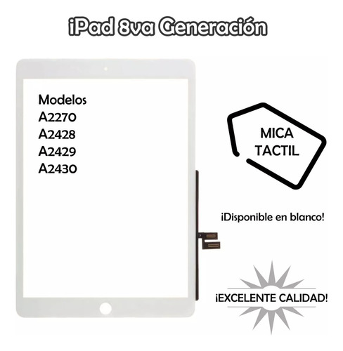 Mica Táctil iPad 8 (8va Generación) Tactil Pantalla iPad 