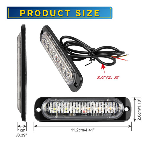 Luces De Emergencia Estroboscópicas Led, 8x Ámbar Blanco 6
