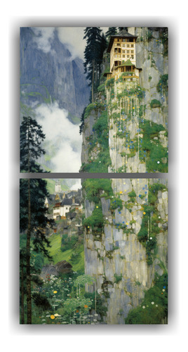 140x70cm Diptico Vanguardista De Gustav Klimt Bastidor Mader