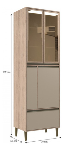 Paneleiro New Atena 3 Portas 1 Gaveta Salmão/nude - Móveis