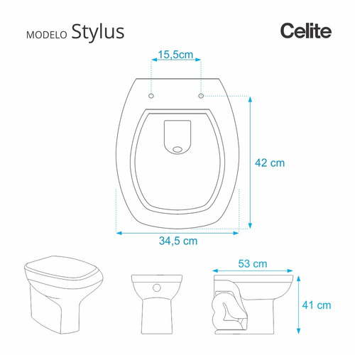 Assento Sanitário Poliéster Stylus Preto Para Louça Celite
