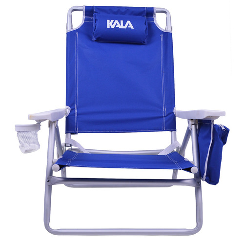 Cadeira De Praia Reclinável Com Bolsa Térmica Azul Kala