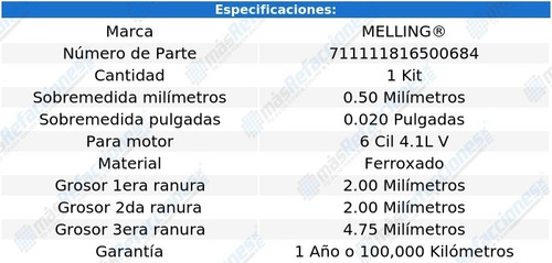 Anillos 0.020 Ferroxado K20 Pickup 6 Cil 4.1l 66 Al 74