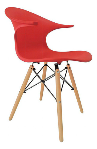 Cadeira Charles Eames New Wood Pelegrin Pw-079 Vermelha Cor da estrutura da cadeira Vermelho