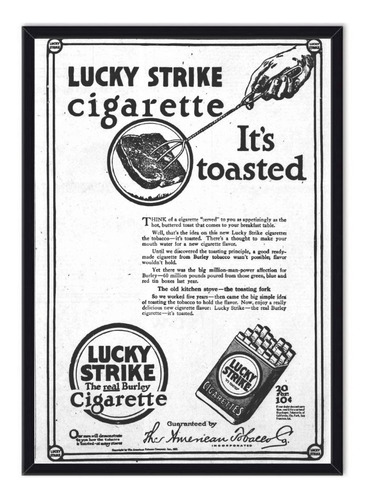 Cuadro De Colección - Afiche Cigarrillos Lucky Strike 1917
