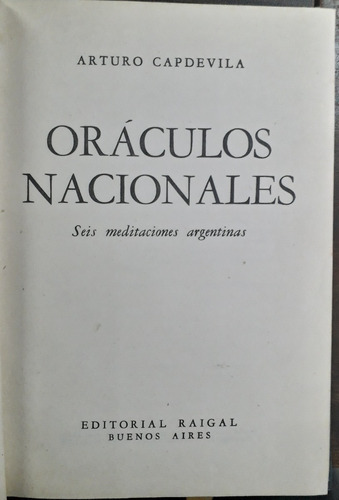 2865. Oráculos Nacionales - Capdevila, Arturo