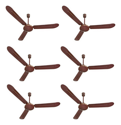 6 Pzs Ventilador Tipo Vec De Techo Chocolate 56 PuLG 75w Cantidad De Aspas 3 Diámetro 142 Frecuencia 60hz Material De Las Aspas Metal
