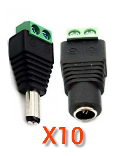  Conectores Corriente  Hembra Y Macho Plug Cctv 10pares