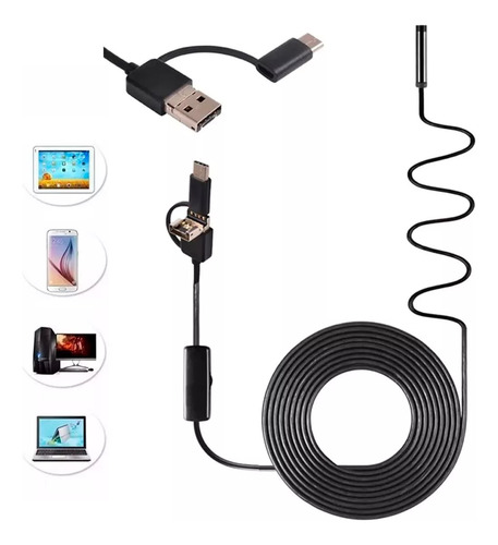 Cámara Endoscopio Boroscopio De 5 Metros Usb + Usb Tipo C