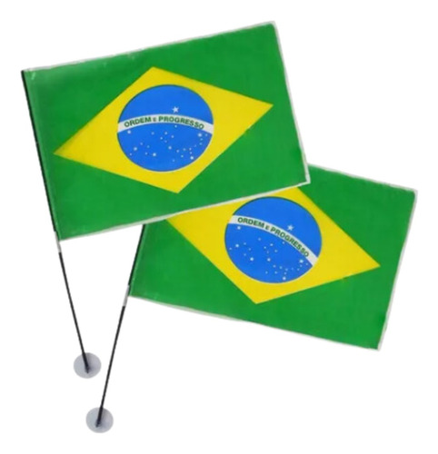 Kit Bandeira Do Brasil Com Ventosa 45x27cm - 2 Unid.