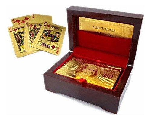 Baraja De Cartas De Póquer De Lujo De Oro De 24 Quilates