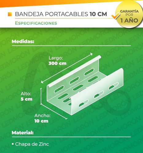 Imagen 2 de 9 de Bandeja Portacable Perforada 10cm 100mm X 3 Metros 0.7mm