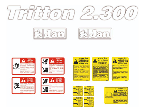 Kit Adesivo Compativel Implemento Triturador Jan Triton 2300
