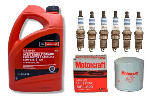 Kit Cambio Aceite 5w30 Motorcraft Ford Mustang + 6 Bujias