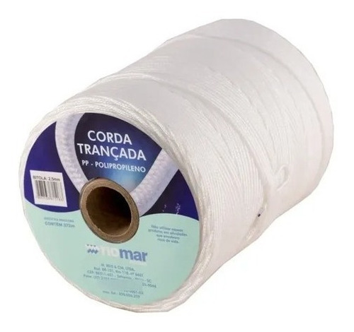 Corda Para Varal 2mm - 450 Mts Branco Polipropileno Trançada