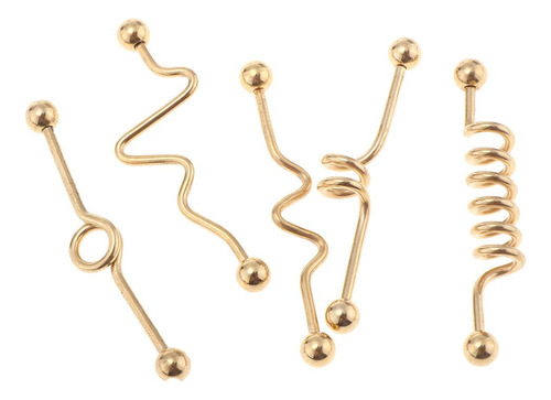 2x 5 Uds 14g Pendientes Piercings Onda Industrial Barbell