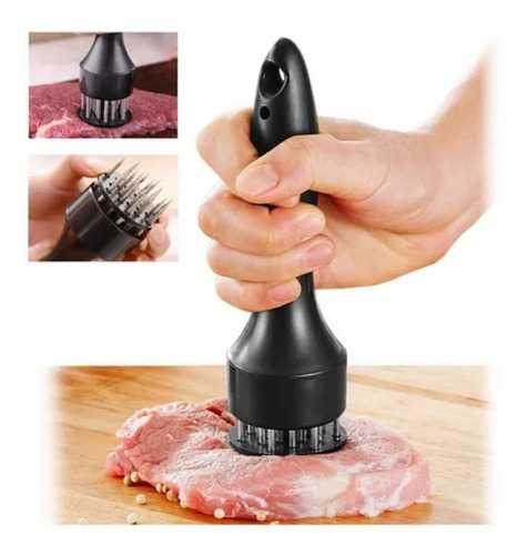Tiernizador Ablandador Carne Automatico Pinche Acero Gourmet Color Negro