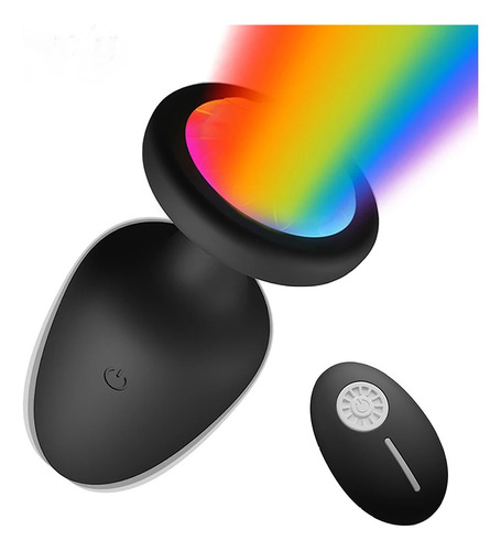 Plug Vibrador Anal Con Luces De Colores A Control Remoto Color Negro