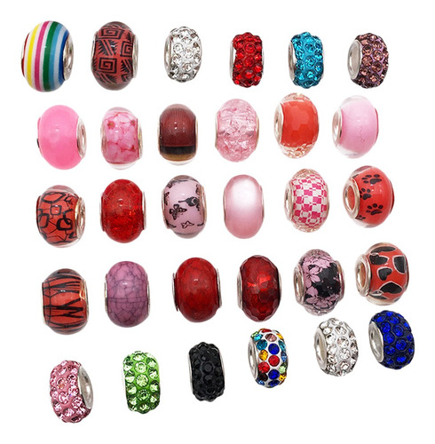 Imagen 1 de 6 de 30 Piezas De Abalorios Europeos De Cristal De Murano Hechos