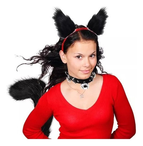 Disfraz De Zorro Lobo Con Orejas Y Cola De Gato Peludo .