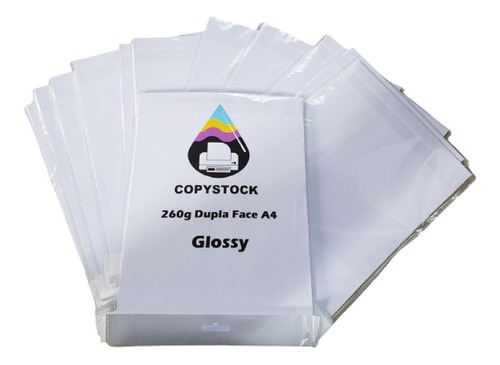 100 Folhas Papel Foto Glossy 260g Dupla Face Prova D´água Cor Branco