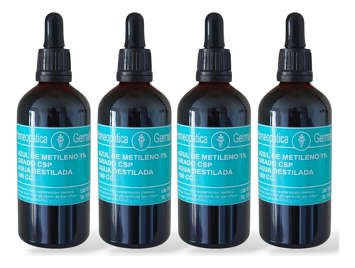 Pack X 4 Azul De Metileno 100ml 1% Farmacéutico Envio Gratis