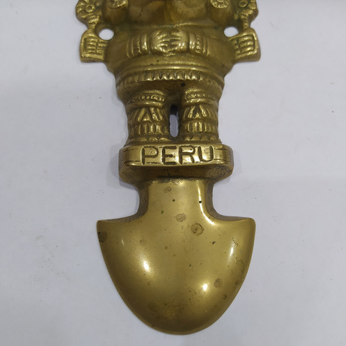 Antiguo Adorno De Bronce Figura Maya Perú (Usado)