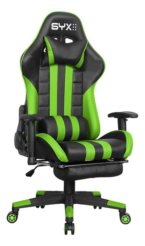 Silla Gamer Syx Ch-059 Verde Material Del Tapizado Cuero Sintético