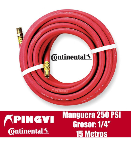 Manguera Aire Llantas 15mts X 1/4 Presion 250psi Continental