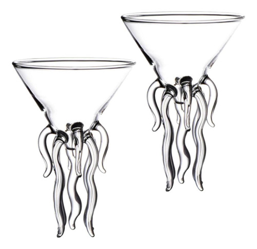 2x Pulpo Transparente Martini Vaso De Vidrio Regalo Medusas