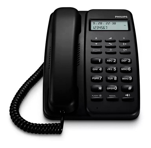 Teléfono Fijo Crd150b/77 Philips Con Cable Negro Gtia Oficia