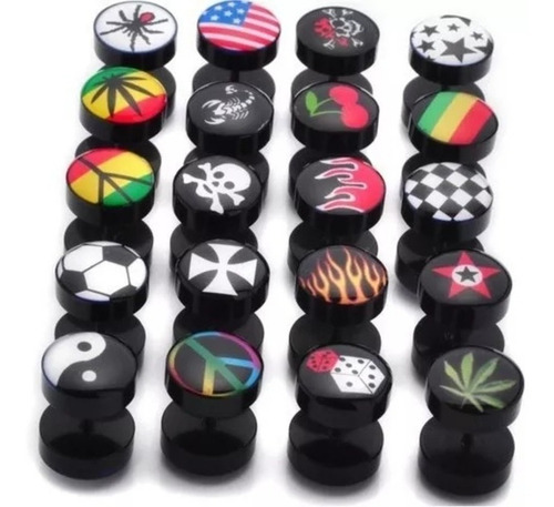 Falso Alargador - Imita 10mm (par) Cor Paz Reggae