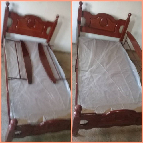 Cama Individual De Madera Con Barandas