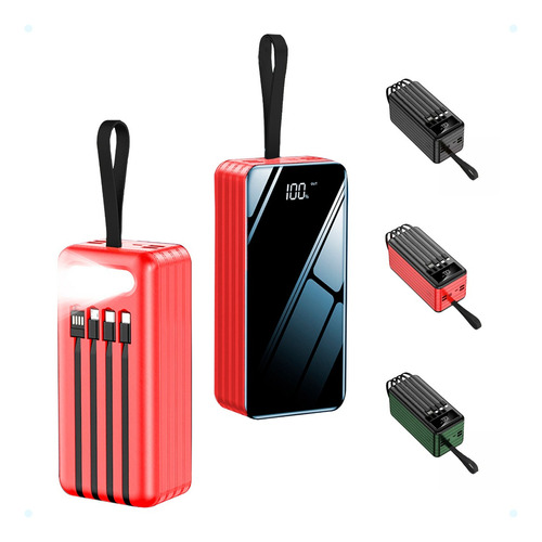 Powerbank 30000 Turbo Lampada Carga Rapida Multiplas Saidas Cor Vermelho