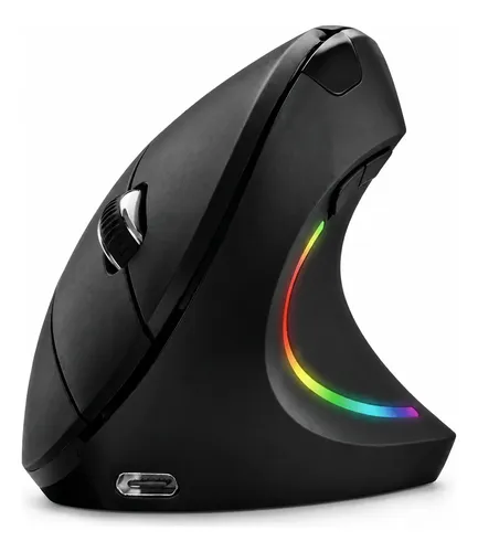 Mouse Vertical Ergonomico Sem Fio 2400dpi Recarregavel Preto