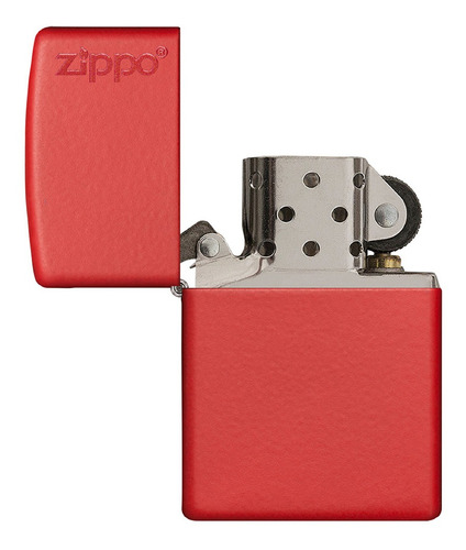 Imagen 3 de 10 de Encendedor Zippo Lighter Red Matte With Logo Rojo