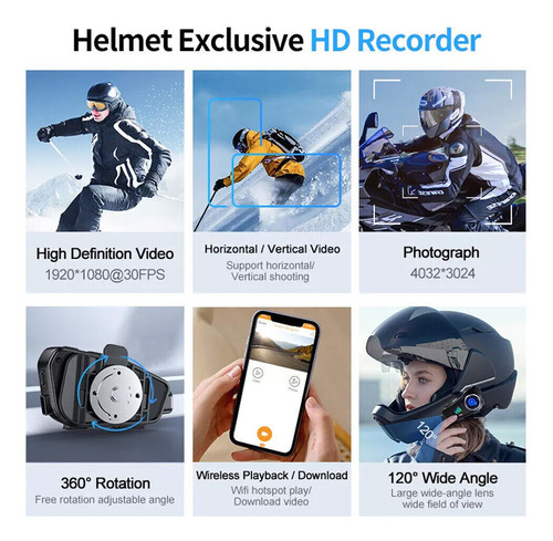 Auriculares Bluetooth Para Casco De Moto, Cámara De Salpicad