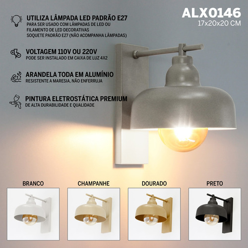 Luminária Alx146 Banheiro Colonial Retro Parede Luminalux