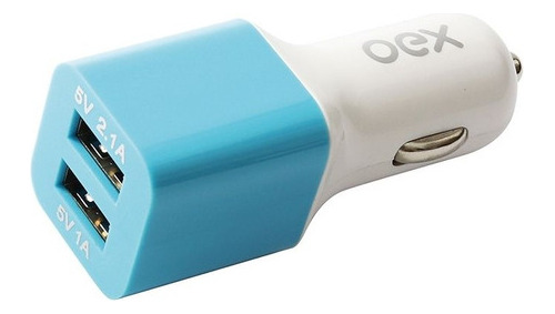 Carregador Automotivo Com Duas Entradas Usb Oex Cg101 - Azul