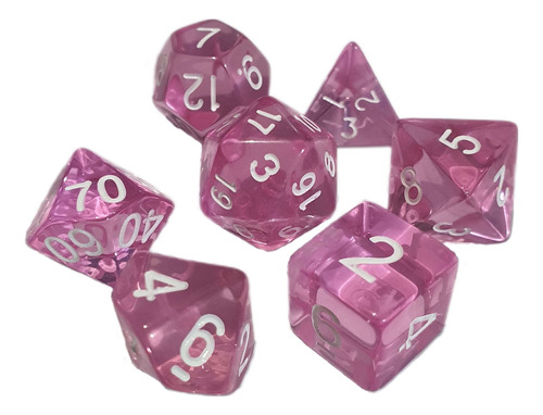 Kitconjunto 7 Dados Para Rpg E Jogos De Tabuleiro (rosa)