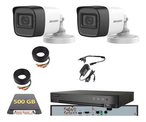 Kit Video Vigilancia 2 Cámaras 5 Mp Cctv Disco Duro 500 Gb