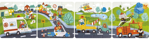 Hape Set De Puzzles Vehículos De Rescate Para Niños E1639