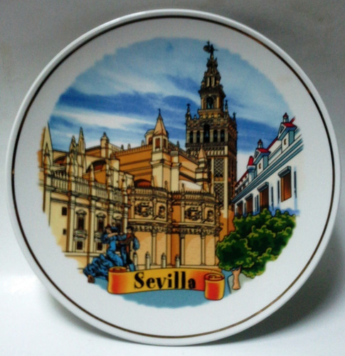 Plato De Pared Mediano Porcelana Souvenir Sevilla